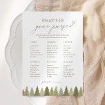 Woodland Baby Shower What's In Your Purse Game Invitation<br><div class="desc">Have baby shower guests participate in a game of 'What's in Your Purse' with this elegant game card in the woodland baby shower theme.</div>