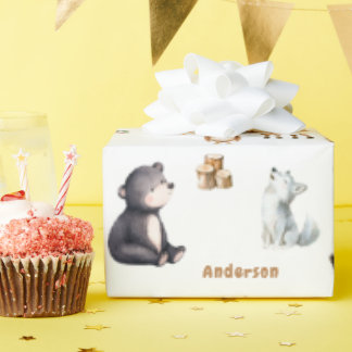 Woodland Baby Shower White Giftwrapping Paper