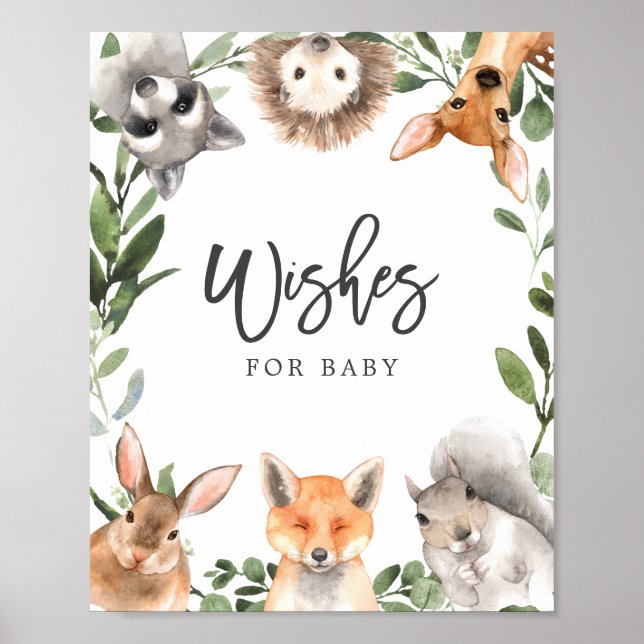 Woodland Baby Shower Wishes For Baby Sign (Front)