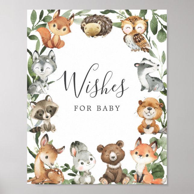 Woodland Baby Shower Wishes For Baby Sign (Front)