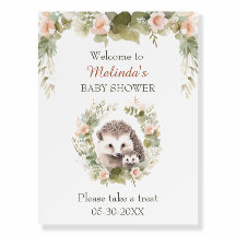 Woodland Baby with Cute Hedgehog Foam Board Sign