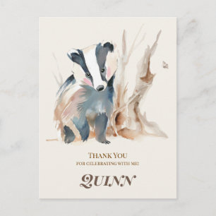 Woodland Badger Birthday Thank You Card
