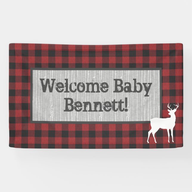 Woodland Banner - Red And Black Plaid (Horizontal)