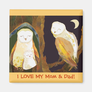 Woodland Barn Owl Family Magnet