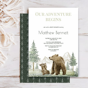 Woodland Bear Adventure Baby Shower invitation 