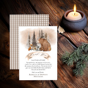 Woodland Bear  Animals Bearly Wait Boy Baby Shower Thank You Card