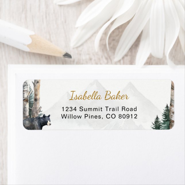 Woodland Bear Baby Shower Adventure Return Address Label (Insitu)