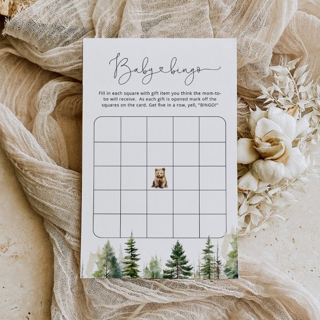 Woodland bear baby shower bingo game (Creator Uploaded)