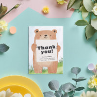 Woodland Bear Baby Shower Gratitude thank you