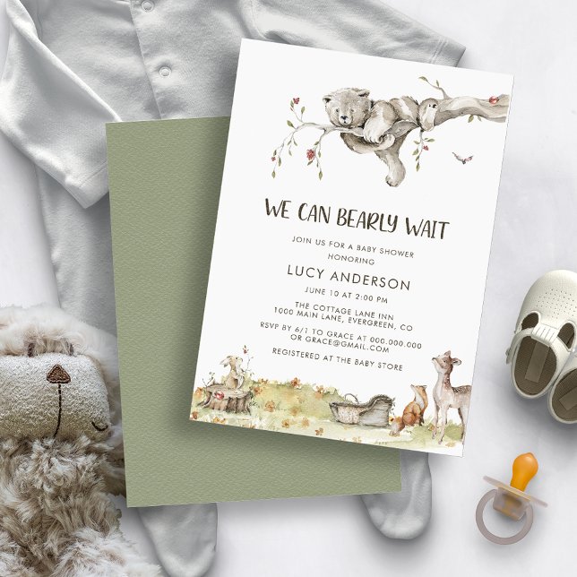 Woodland Bear Baby Shower Invitation (Creator Uploaded)