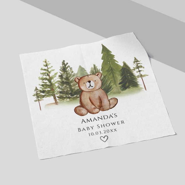 Woodland Bear Baby Shower Napkin (Creator Uploaded)