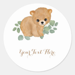 Woodland Bear Baby Shower Stickers