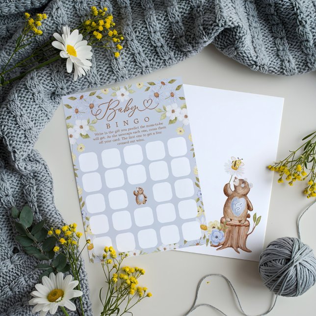 Woodland Bear Bingo Baby Boy Shower Game Card (Woodland Bear Bingo Baby Boy Shower Game Card)