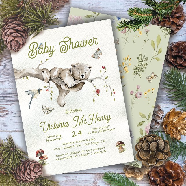 Woodland Bear Boho Baby Shower Invitation (Creator Uploaded)