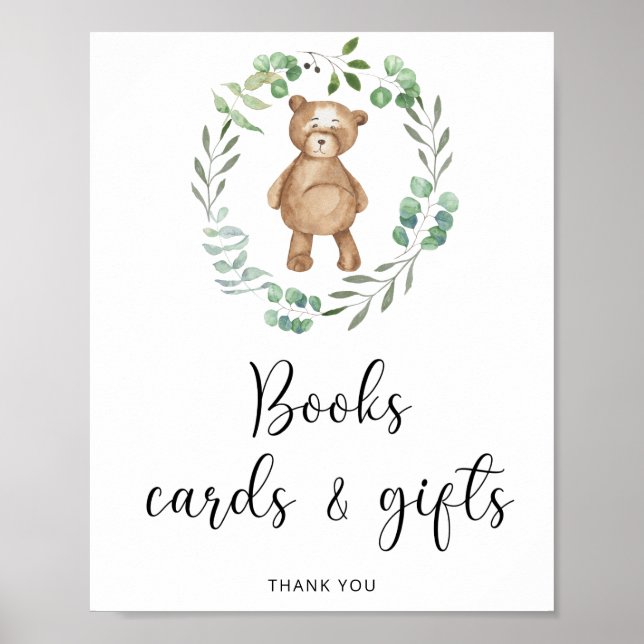 Woodland bear books cards and gifts poster (Front)