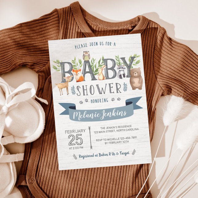Woodland Bear Boy Baby Shower Invitation (Creator Uploaded)
