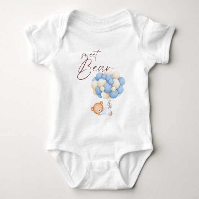 Woodland Bear Boy Birthday Party Pastel  Baby Bodysuit (Front)