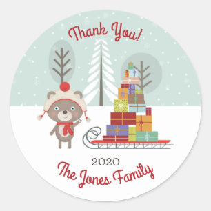 Woodland Bear Christmas Classic Round Sticker