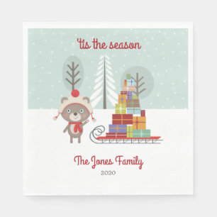 Woodland Bear Christmas Napkin