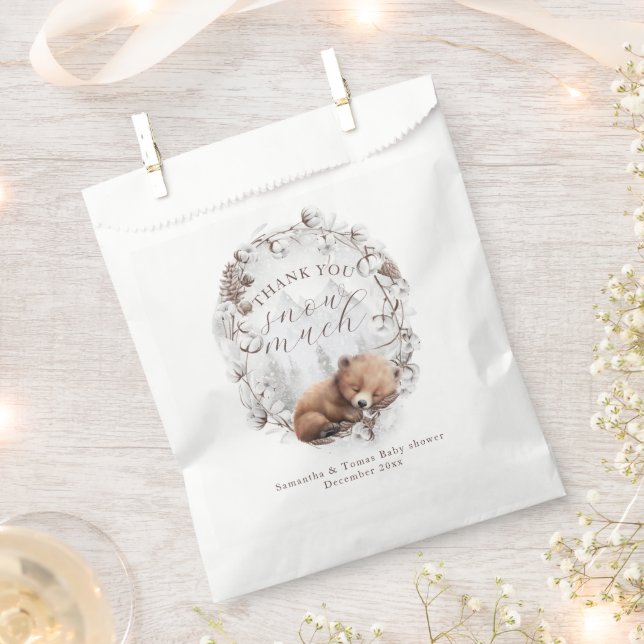 Woodland Bear Cold outside Winter Baby Shower Favour Bag (Clipped)