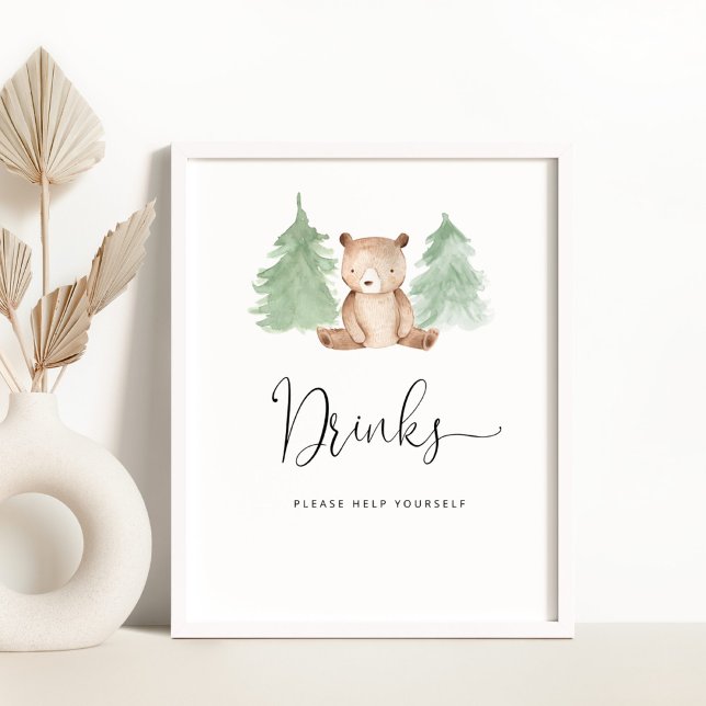 Woodland bear Drinks help yourself Poster (Creator Uploaded)