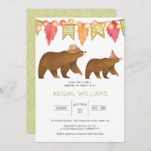 Woodland Bear Family Party Baby Shower Invitation