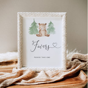 Woodland bear Favours Poster