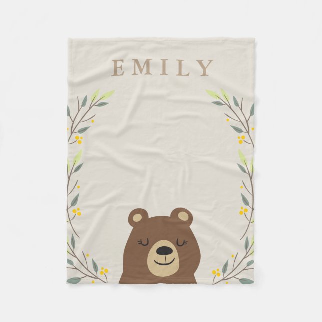 Woodland Bear Fleece Blanket (Front)
