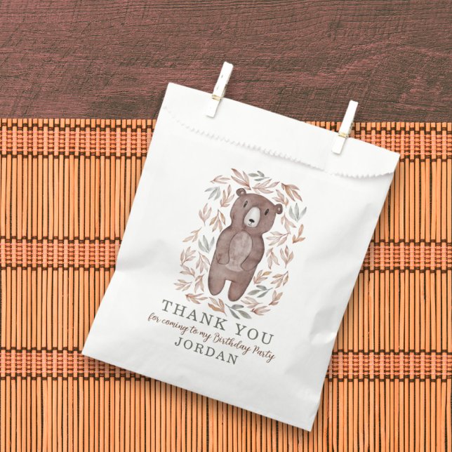 Woodland Bear & Foliage Thank You Favour Bag (Creator Uploaded)