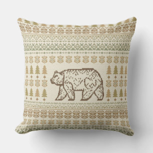 Woodland Bear Folk Cushion