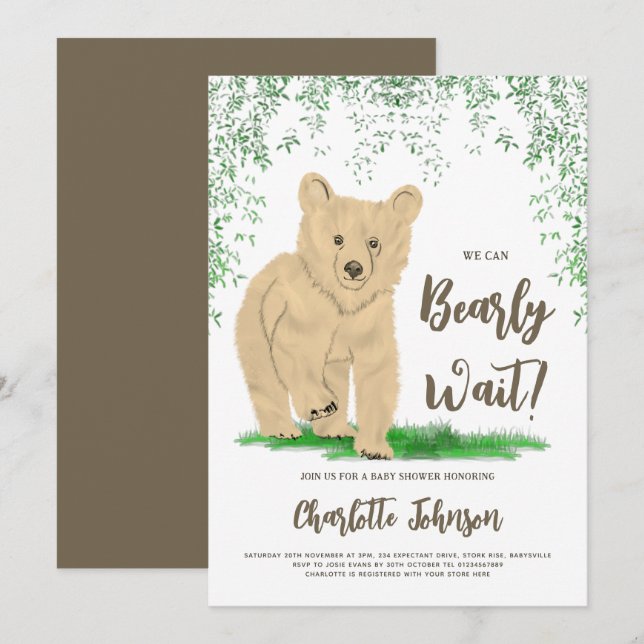 Woodland Bear Gender Neutral Baby Shower Invitation (Front/Back)
