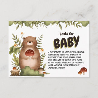 Woodland bear greenery whimsical Books for Baby Enclosure Card