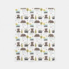 Woodland Bear Pattern Fleece Blanket
