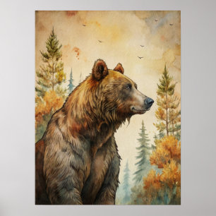Woodland Bear Poster