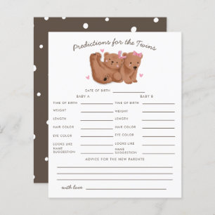 Woodland Bear Twin Girls Predictions & Advice Card