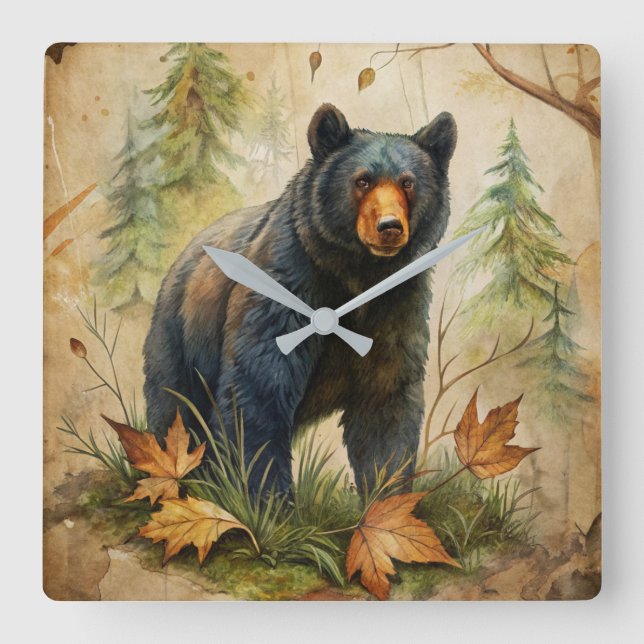Woodland Bear Wall Clock (Front)