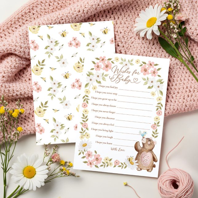 Woodland Bear Wishes for Baby Shower Game Card (Woodland Bear Wishes for Baby Shower Game Card)