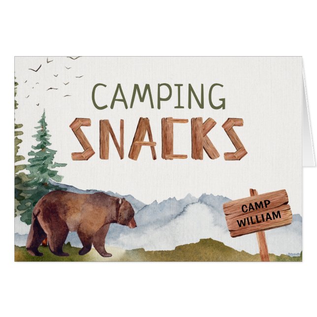 Woodland Bear - Wooden Snacks Sign (Front Horizontal)