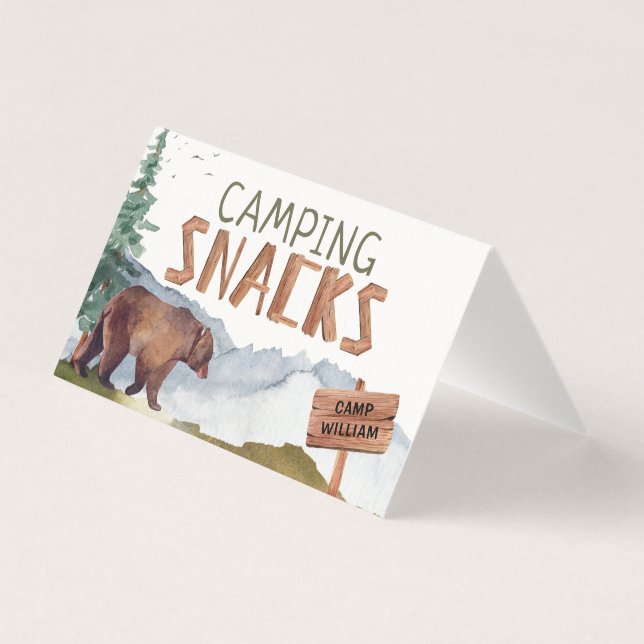 Woodland Bear - Wooden Snacks Sign Buffet Card  (Back)