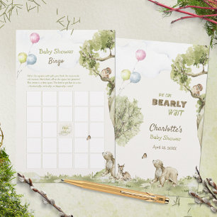 Woodland Bearly Wait Baby Shower Bingo Game