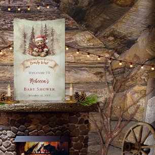 Woodland Bearly Wait Holiday Boy Baby Shower Banner
