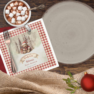 Woodland Bearly Wait Holiday Boy Baby Shower Napkin