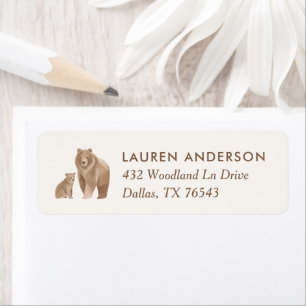 Woodland Bears Baby Shower Return Address Label