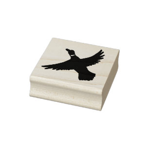 Woodland Bird Art Flying Duck Rubber Stamp
