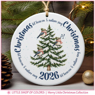 Woodland Birds Personalised Photo Christmas Ceramic Ornament