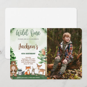 Woodland Birthday Photo Invitation