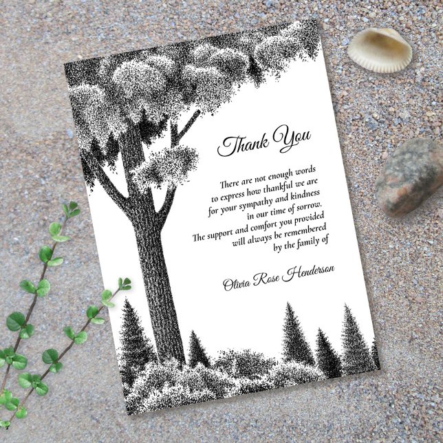 Woodland Black Bereavement Funeral Thank You Card (Creator Uploaded)