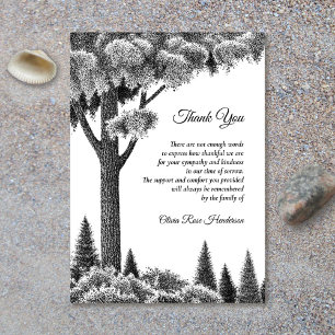 Woodland Black Bereavement Funeral Thank You Card