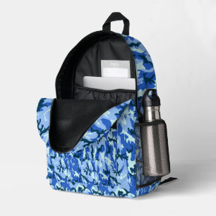 Woodland Blue Military Camouflage Printed Backpack