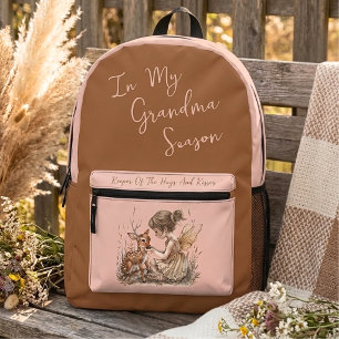 Woodland Blush Custom Grandma Nickname Legacy Printed Backpack